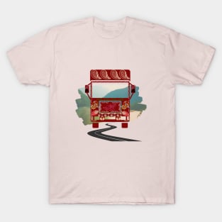 Red truck Art with scenic paint stroke abstract motif design illustration T-Shirt